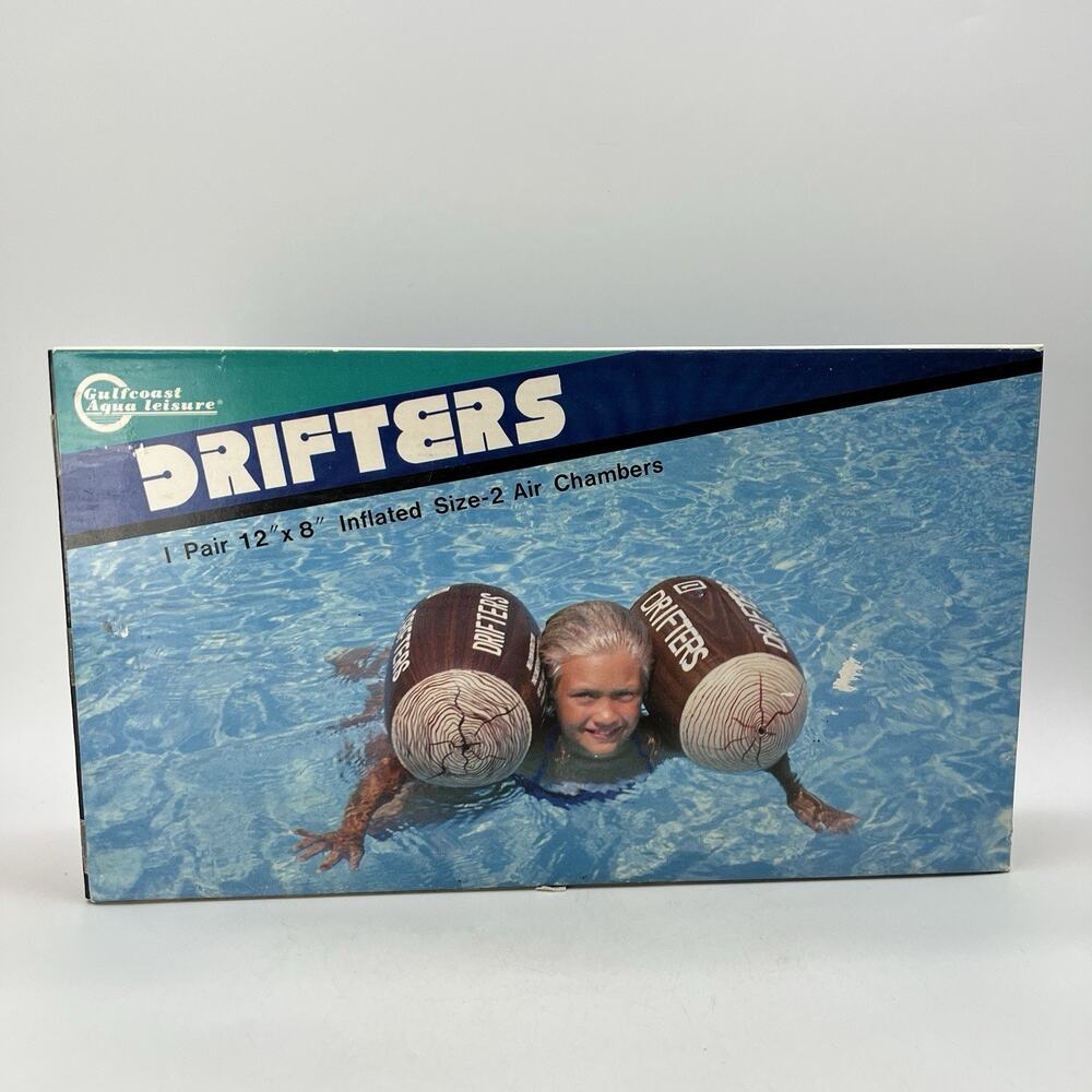 Pair Vintage Aqua Leisure Drifters Pool Inflatable Floaters Logs Water Wings NEW